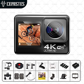 Cerastes 5K WiFi Camera hành động chống lắc 4K 60fps Màn hình kép góc rộng 170 ° Camera thể thao không thấm nước với màu điều khiển từ xa: 4K 60fps-V35