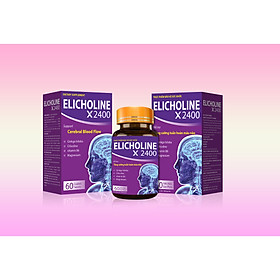 Viên bổ não ELICHOLINE X2400 | Trí tuệ, Trí nhớ, Tuần hoàn não | 4 thành phần giá trị Ginkgo Biloba, Citicholine, Magie, Vitamin B6 | 60 viên