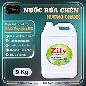 Nước rửa chén Zily can 9Kg - Tặng 1 dây xả vải Zily 10 gói