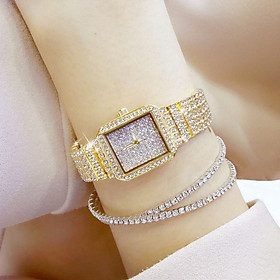 Đồng hồ dây kim loại thời trang nữ Dgd1, mặt vuông đính full siêu đẹp - không kèm vòng tay
