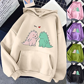 Áo Hoodie in hình Đôi Khủng Long áo nỉ có mũ Nam Nữ thu đông