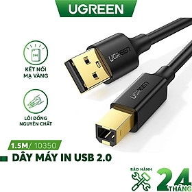 Dây máy in USB 2.0 chuẩn A đực sang chuẩn B đực độ dài từ 1-5m UGREEN US135 - Hàng Chính hãng 