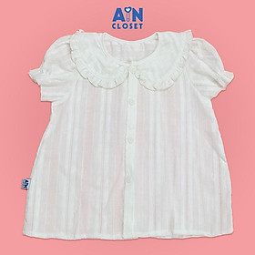 Áo Sơ mi Ngắn tay bé gái họa tiết Hoa Cánh bướm trắng cotton dệt