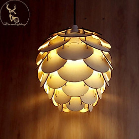 Đèn trang trí phòng khách,phòng ngủ,quầy bar cafe bằng gỗ kiểu dáng quả thông cao cấp LP0151
