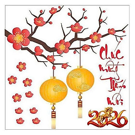 (HCM) Decal dán kính trang trí tết xuân Bính Ngọ 2 Binbin TTT22 decor văn phòng, nhà hàng,khách sạn