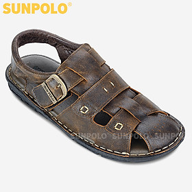 Giày Sandal Nam Da Bò Cao Cấp SUNPOLO SUSDA20N - Nâu (Size