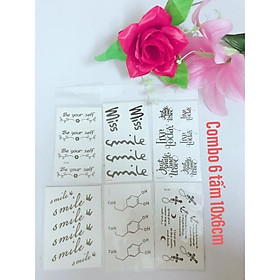 Combo 6 tấm hình xăm dán chữ smile 10x6cm- tặng bắp tay mini 10x20cm khi mua từ 2 combo
