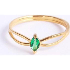 Nhẫn bạc đá xanh lá cây nữ hạt dưa cổ điển đai chéo Gix Jewel N02