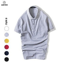 Áo polo nam ADINO màu ghi phối viền vải cotton co giãn dáng slimfit trẻ trung AP72