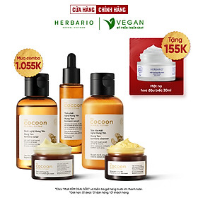 Bộ 5 Chăm Sóc Da Nghệ Cocoon giúp sáng da mờ thâm: Sữa rửa mặt nghệ 140ml + Mặt nạ nghệ 30ml + Toner nghệ 140ml + Tinh chất nghệ 30ml + Thạch nghệ 30ml