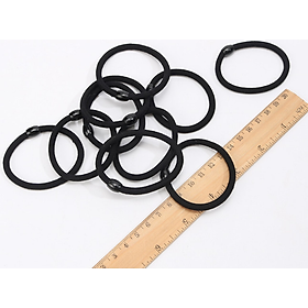 Bộ 10 dây buộc tóc nữ, màu đen trơn, phong cách đơn giản