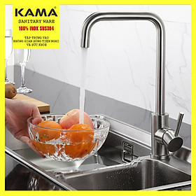 Mua Vòi rửa chén bát inox 304 nóng lạnh KAMA RC05 cho bồn rửa chén bát nhà bếp với màu sắc nguyên bản  phù hợp với mọi lỗ vòi. Tặng kèm 2 dây cấp nước nóng lạnh 60 cm - Hàng chính hãng