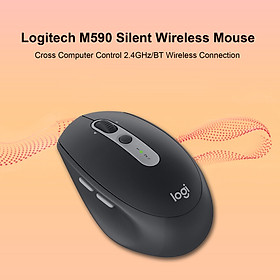 Logitech M590 2.4GHz Wireless Mouse Silent BT Mouse Cross Computer Control Multi-Tasking Mouse Thumb Buttons with USB