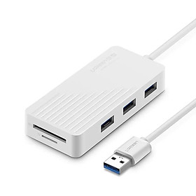 Mua Ugreen UG30411CR132TK 1M màu Trắng Bộ chia HUB USB 3.0 sang 3 USB 3.0 + đọc thẻ SD TF hỗ trợ nguồn MICRO USB - HÀNG CHÍNH HÃNG