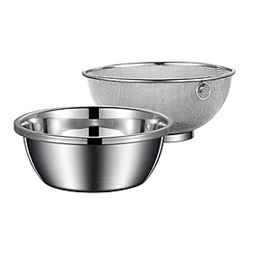 Pasta Spaghetti Rice Rinser Strainer Washer, Stainless Steel Colander with Mixing Bowl, Rice Washing Bowl, Colander Food Strainers Set for Rice