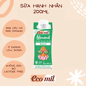 Sữa Hạt Hạnh Nhân Nguyên Chất Hữu Cơ Ecomil (200ml)