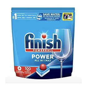 Viên Rửa Chén Bát Hương Chanh Finish Powerball Power All In 1 Max - Túi 100 viên siêu tiết kiệm