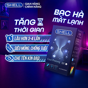 Bao cao su Shell Cool Prolong kéo dài thời gian, bạc hà mát lạnh - Hộp 10 cái | SHELL CHÍNH HÃNG