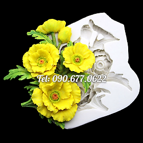 Mua Khuôn silicone làm rau câu 3 hoa Poppy kèm nụ và lá loại 10 cm - Mã số 1219