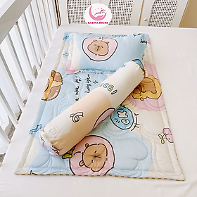 Bộ gối nệm cho bé cao cấp Katina House, vải tencel 60s gòn lông vũ êm ái, bóng mượt mát lạnh