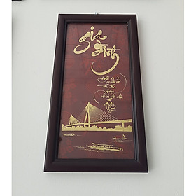 Mua Tranh thư pháp dát vàng chữ Gia Đình (KT19x34cm)