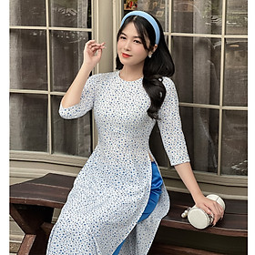 [HCM] Áo dài hoa nhí tay lỡ AD026- Khánh Linh Style - Lady Fashion