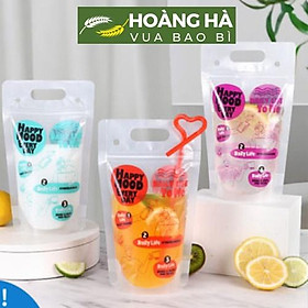 Túi zip đựng trà sữa, trà chanh, nước trái cây 480ml ( Tặng kèm ống hút)