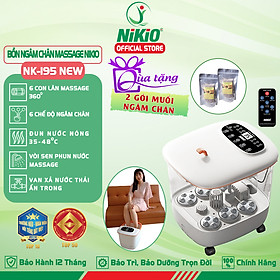 Bồn (Máy) Ngâm Massage Chân Nikio NK-195 NEW - Tự Động Làm Nóng Nước Và Giữ Ấm Nước, Tùy Chỉnh Được Nhiệt Độ Nước, Có Điều Khiển Cầm Tay - Cải Thiện Giấc Ngủ, Giảm Stress, Giảm Đau Nhức Chân, Lạnh Chân