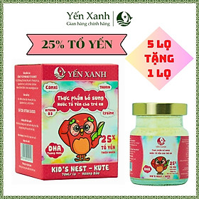 25% tổ yến - Thực phẩm bổ sung: Nước tổ yến chưng dành cho trẻ em Kid's nest - Kute hương dâu - YẾN XANH - Hộp 1 lọ x 70ml
