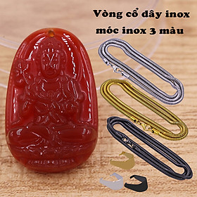 Mặt dây chuyền Đại thế chí mã não đỏ 3.6 cm kèm d6y chuyền inox vàng, Phật bản mệnh, mặt dây chuyền phong thủy