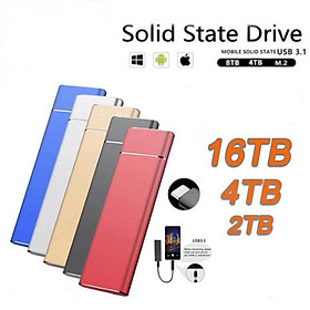 Ổ Cứng Di Động SSD 16TB 8TB USB 3.1 Cho Máy Tính - Bạc, Bạc