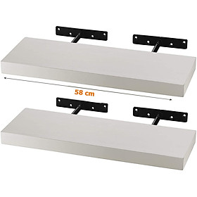 Mua Combo 2 kệ gỗ trắng treo tường trang trí 58cm  kèm chốt âm tường  phụ kiện vít tắc kê