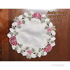 Mua Khăn trải bàn TRÒN 20CM THÊU HOA Nhật Bản - HÀNG ĐẸP