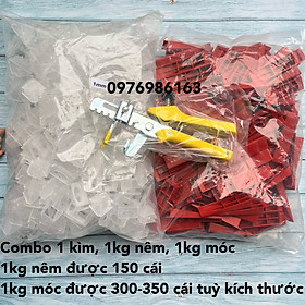 COMBO ke cân bằng gạch gồm (1kg ke móc được hơn 300 cái + 1kg ke nêm được 140 cái + 1 kềm bóp ke )loại ron 1mm, 1,5mm, 2mm