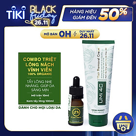 COMBO TẨY TRIỆT LÔNG BIKINI VÙNG KÍN VĨNH VIỄN UMISKIN tại nhà | Mỡ trăn triệt lông vĩnh viễn U Minh Hạ (10ml) & Kem tẩy lông Umi 4C (100ml) an toàn cho da nhạy cảm