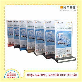 Kệ 2 mặt mica Enter E32 LR 10x21cm đế nhôm 1/3 A4