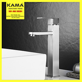 Mua Vòi chậu rửa mặt lavabo nóng lạnh vuông inox 304 KAMA VC17 - tặng kèm bộ dây cấp nước nóng lạnh inox 304 - Hàng chính hãng