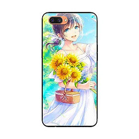 Ốp Lưng Dành Cho Oppo A12e mẫu Nàng Váy Trắng Hướng Dương - Hàng Chính Hãng