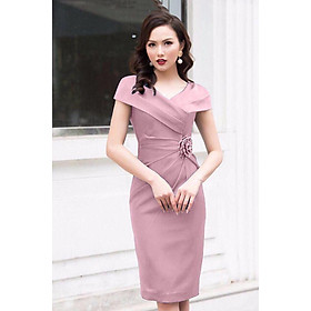 ĐẦM TRỄ VAI KÈM HOA CƯỜM SANG TRỌNG