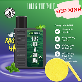 Dung dịch vệ sinh nam LOLI & THE WOLF (Extra Mint) thiết kế mới cực sang 80ml, Tặng Kèm Mút Rửa Mặt