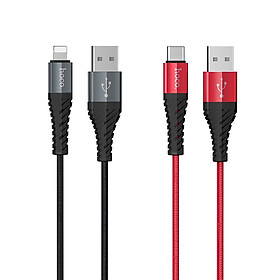 Cáp Sạc Nhanh Hoco X38 Dây Nylon Bền Chắc Chống Rối, Đầu USB to Type-C 3A & Lightning 2.4A, Hỗ Trợ Sạc Pin Và Chuyền Dữ Liệu - Hàng Chính Hãng