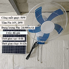 Mua Quạt năng lượng mặt trời  Quạt tích điện  Công suất 50W  Có củ sạc điện 220V