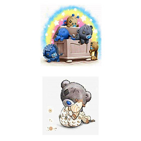 2 Pack 5D Diamond DIY Paintings Crafts Kits Animals Picture Art Wall Decor