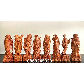 Bộ tượng bát tiên bằng gỗ hương đá kt cao 20cm 