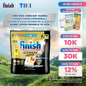 Viên rửa chén bát hương chanh Finish Ultimate Plus All in one túi 18 viên - dòng siêu cao cấp