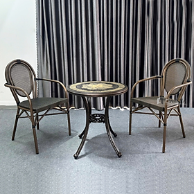 Mua Ghế sân vườn có tay màu nâu CC2039-T Nội thất Capta Ghế cafe sân thượng có tay khung sắt sơn tĩnh điện màu nâu nệm lưới
