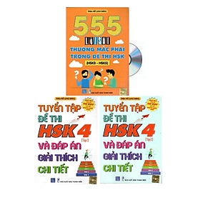 Combo 3 sách Bộ đề tuyển tập đề thi năng lực Hán Ngữ HSK 4 và đáp án giải thích chi tiết +555 Lỗi sai thường mắc phải trong đề thi HSK (HSK 3 đến HSK 5)+ DVD tài liệu