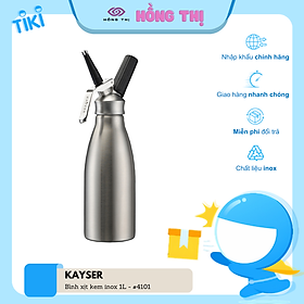 Bình Xịt Kem Tươi bằng Inox hiệu KAYSER dung tích 1 Lít mã hàng 4101 (Bình và đầu Inox) - Hàng Nhập Khẩu