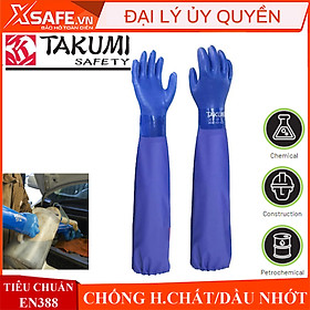 Găng tay chống hóa chất Takumi PVC600X găng tay chống axit - dầu nhớt - chất tẩy rửa - lót cotton thông thoáng
