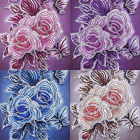 4 Piece Diamond Painting Flower DIY 5D Rhinestone Embroidery Home Wall Decor
